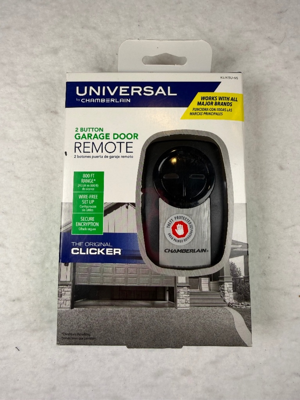 Chamberlain KLIK3U-BK Clicker Universal 2-Button Garage Door Opener Remote NEW